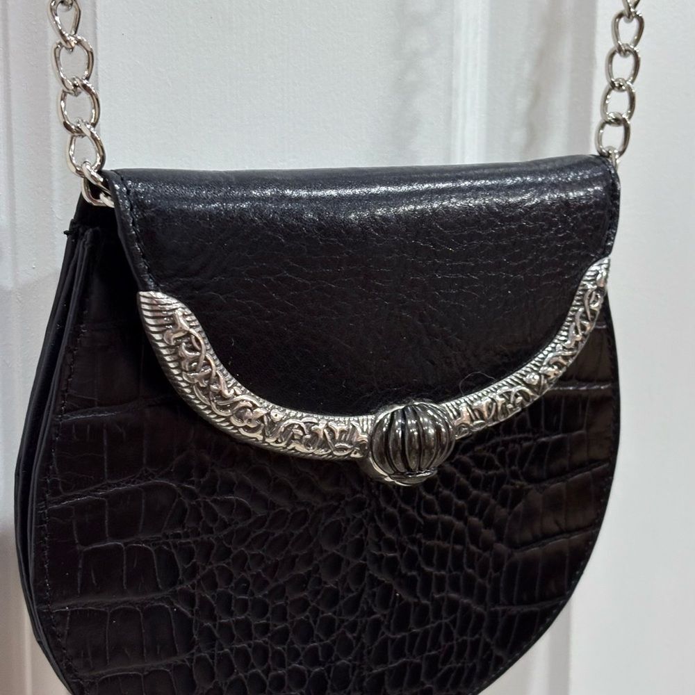 BRIGHTON - Vintage Black Croc-Embossed Leather Small Clutch. Like New! - Picture 2 of 16